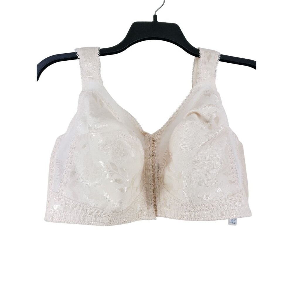 Playtex 18Hr Bra 44C Light Beige Front Close Flex Back Wirefree Full Coverage